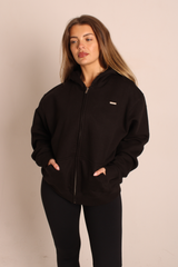 Oversized Zip Through Hoodie Black