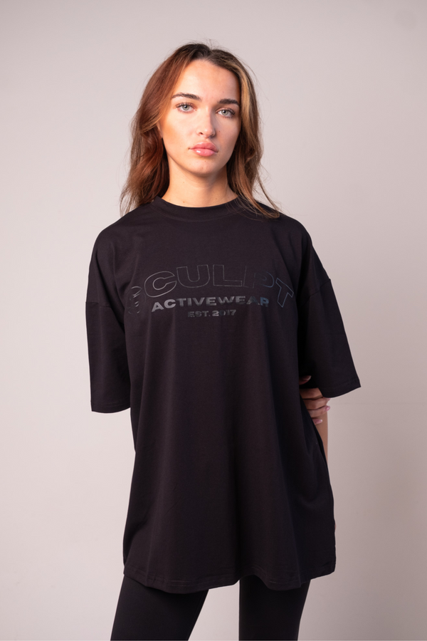 Signature Oversized Short Sleeve Logo T-Shirt Black