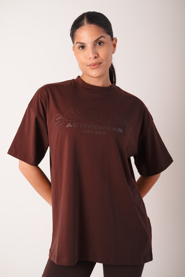 Signature Oversized Short Sleeve Logo T-Shirt Brown