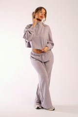 Oversized Light Weight Elasticated Flowy Joggers Pebble