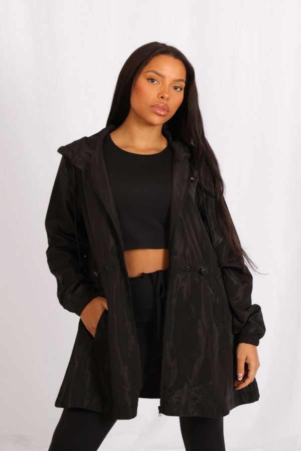 Lightweight Longline Zipped Jacket Black