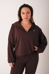 Oversized Light Zip Through Jacket Espresso