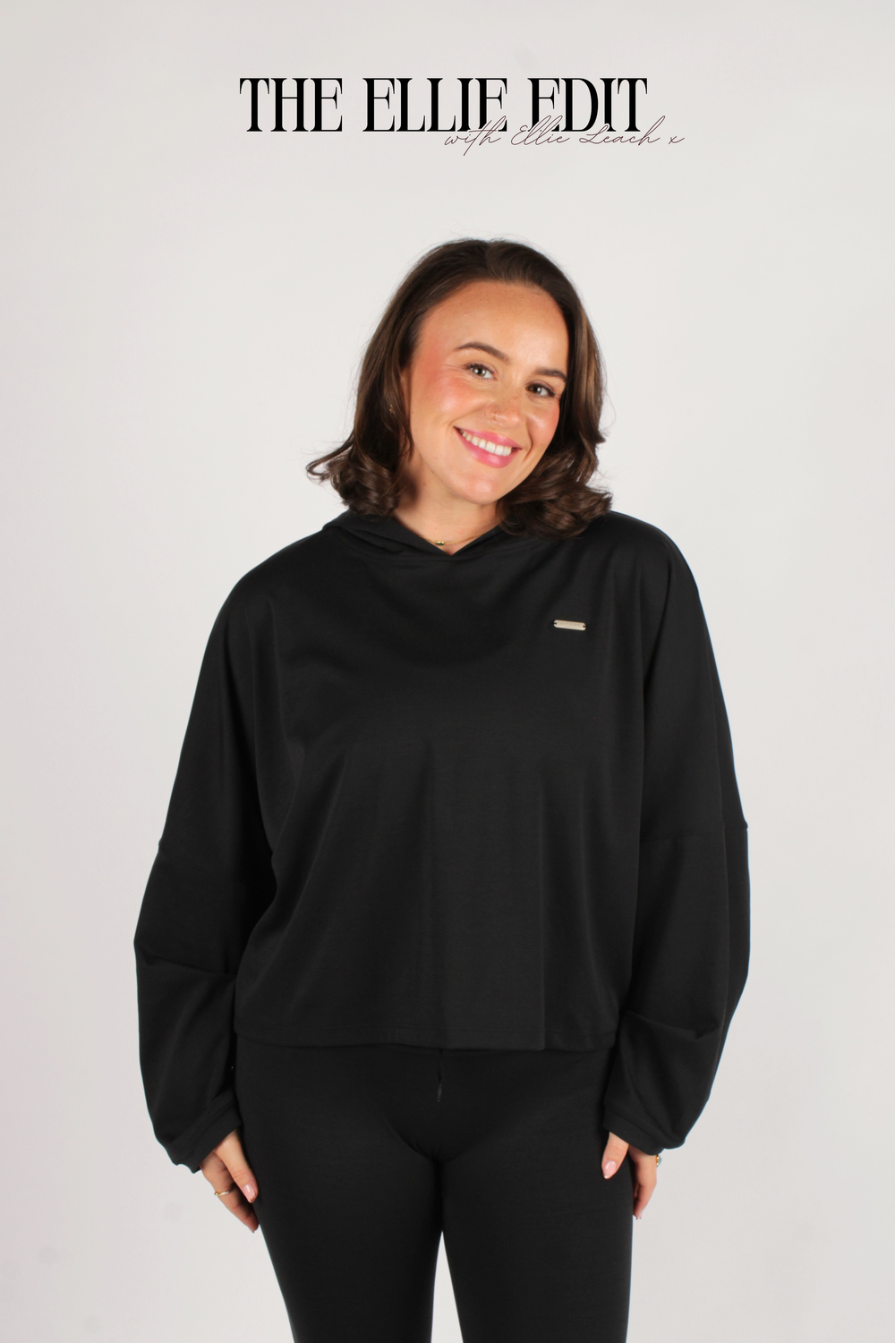 Oversized Light Hooded Top Suede Black