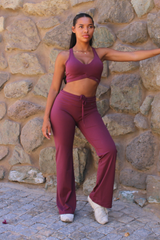 Regular High Waisted Wide Leg Flares Açai