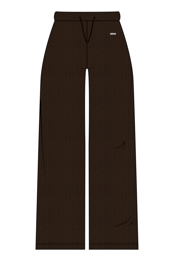 Teddy Knit High Waisted Trousers Walnut