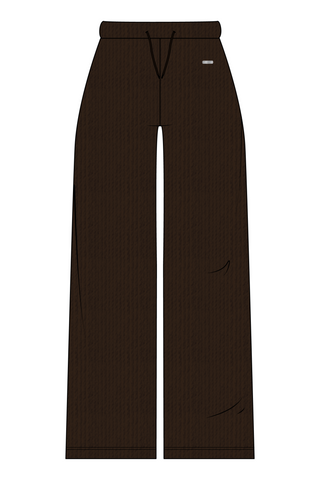 Teddy Knit High Waisted Trousers Walnut