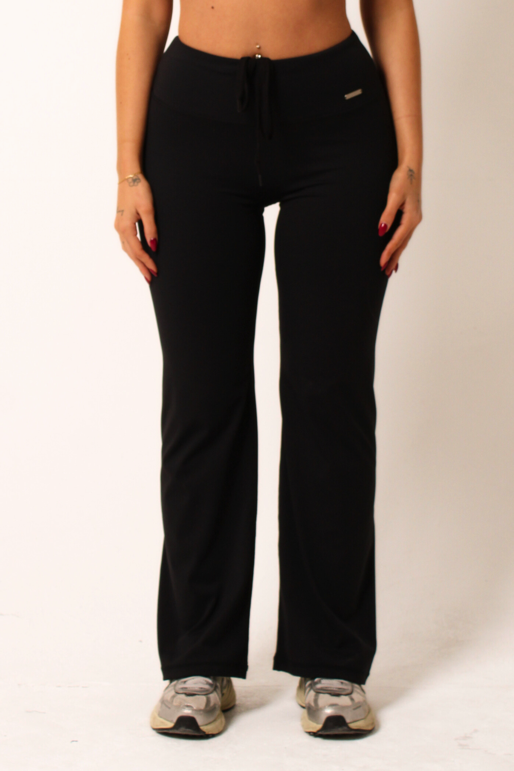 Petite High Waisted Wide Leg Flares Black