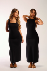 Two Way Reversible Midi Dress Black