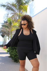 Oversized Light Zip Through Jacket Black