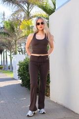 Regular High Waisted Wide Leg Flares Espresso