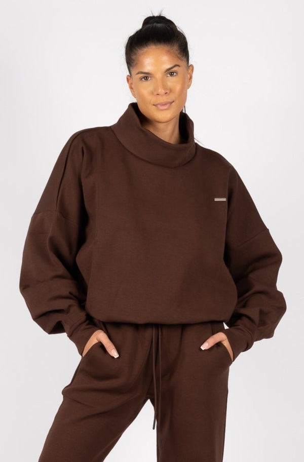 Lounge High Neck Oversized Jumper Cocoa